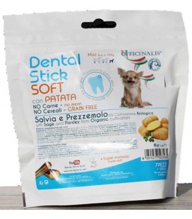 Officinalis snack cane dental stick soft grain free taglia medium con patata da 140 gr 7 pezzi per cani DA 10 A 25 KG