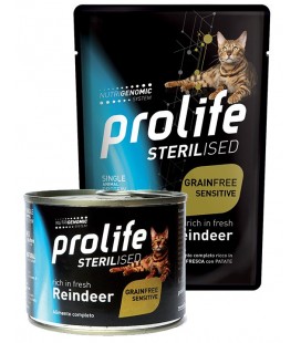 Prolife gatto adulto sterilizzato grain free con Renna e patate gr .85 umido in bustina
