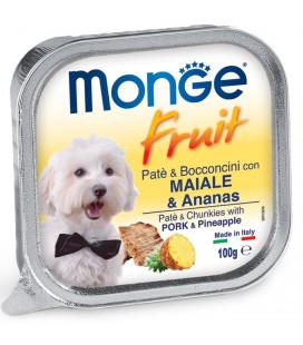 MONGE FRUIT DOG PATÉ E BOCCONCINI CON MAIALE & ANANAS 100 G.