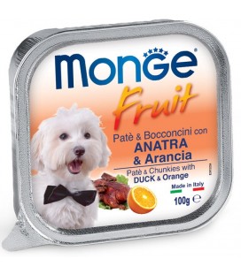 MONGE FRUIT DOG PATÉ E BOCCONCINI CON ANATRA E ARANCIA 100 G.