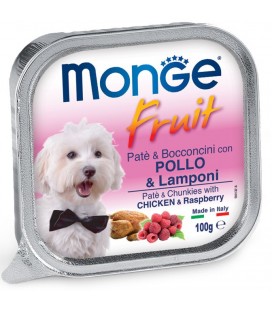 MONGE FRUIT DOG PATÉ E BOCCONCINI CON POLLO E LAMPONI 100 G.