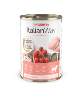 Italian way dog puppy/junior medium/maxi carni bianche lattina 400g