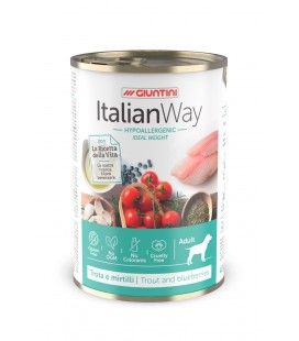 Italian way dog adult hypoallergenic ideal weight trota e mirtilli lattina 400g