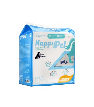 AQPET Nappy Pet Tappetino Assorbente con Strisce Adesive 60X60CM 50 PZ