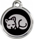 Medaglietta in acciaio inossidabile con smalto per gatti Nera cod.1KT (compresa incisione)